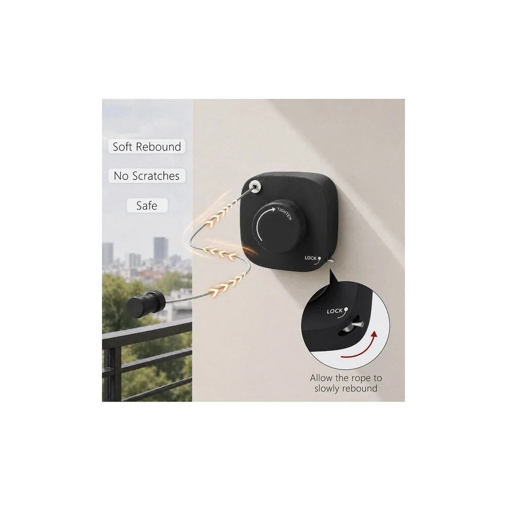 Retractable Clothesline Wall Mount Stainless Steel Indoor Outdoor Laundry Line